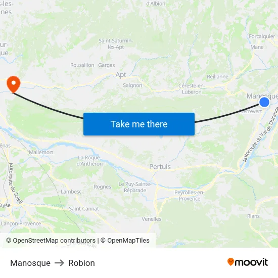 Manosque to Robion map