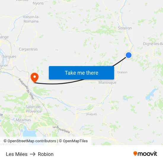 Les Mées to Robion map