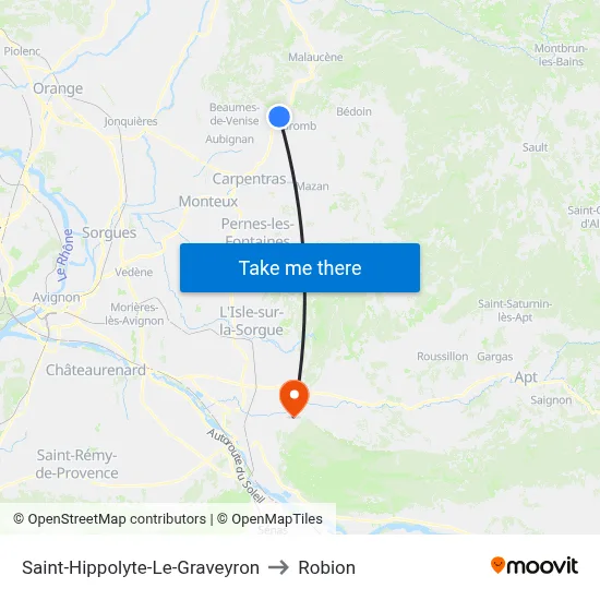 Saint-Hippolyte-Le-Graveyron to Robion map