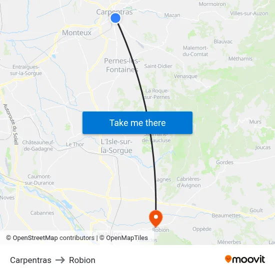 Carpentras to Robion map