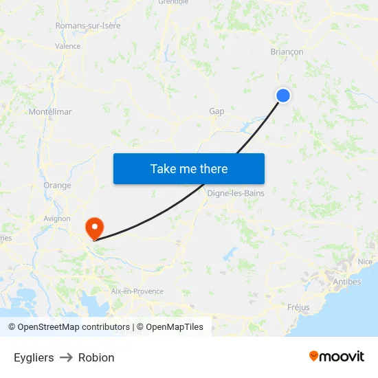 Eygliers to Robion map