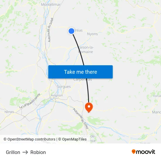 Grillon to Robion map