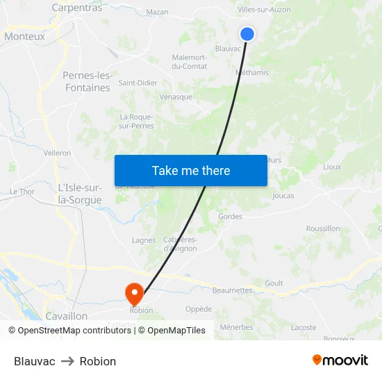 Blauvac to Robion map