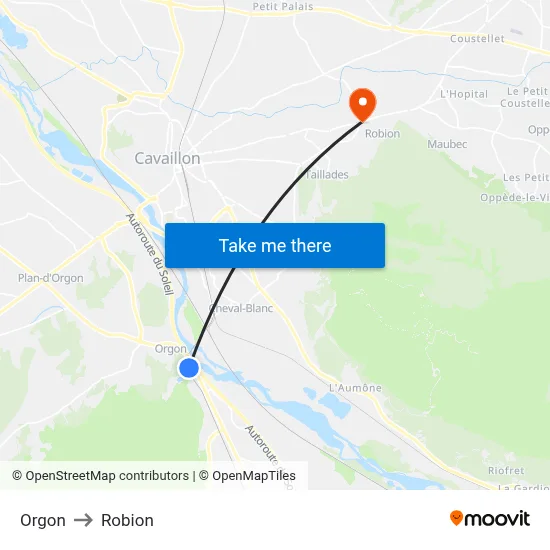 Orgon to Robion map