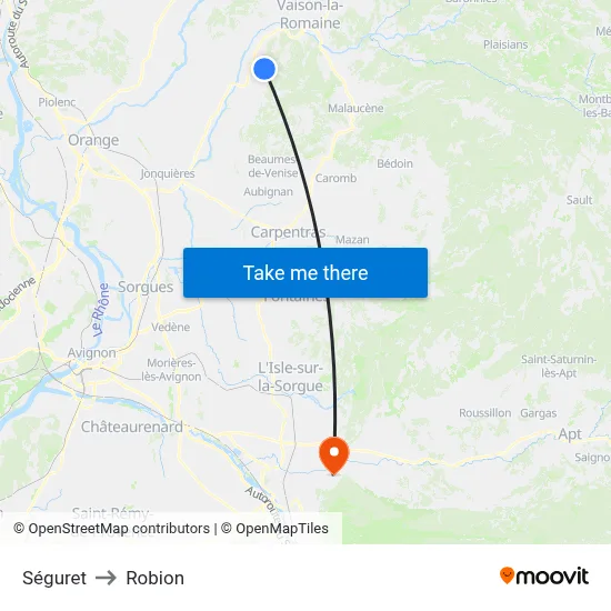 Séguret to Robion map