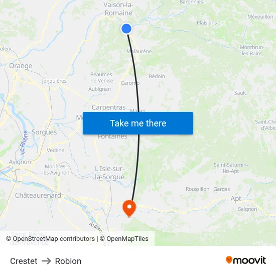 Crestet to Robion map