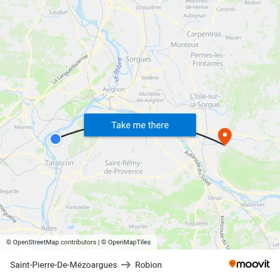 Saint-Pierre-De-Mézoargues to Robion map