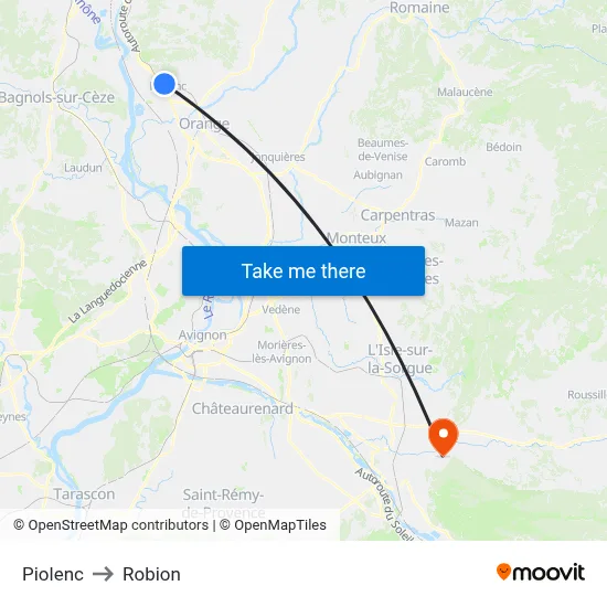 Piolenc to Robion map