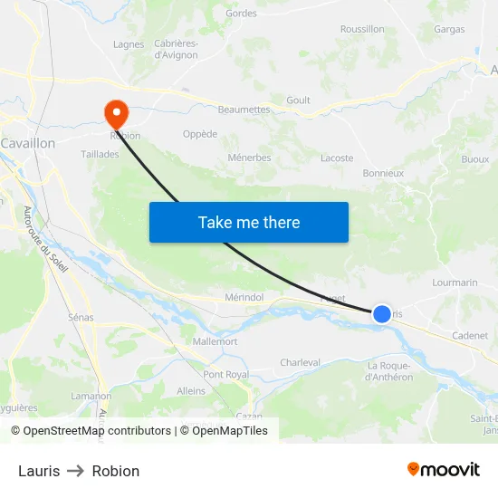 Lauris to Robion map
