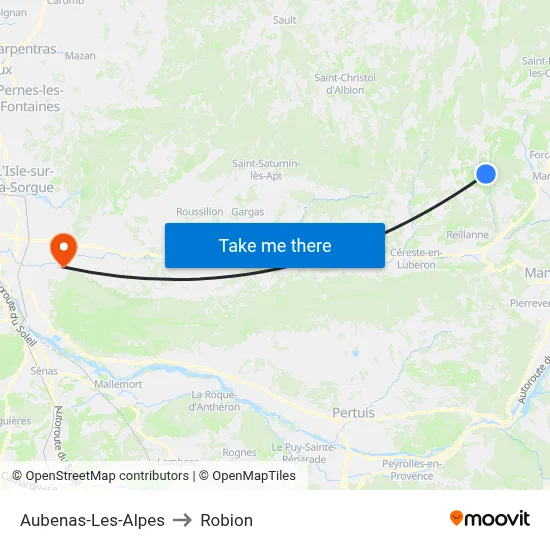 Aubenas-Les-Alpes to Robion map