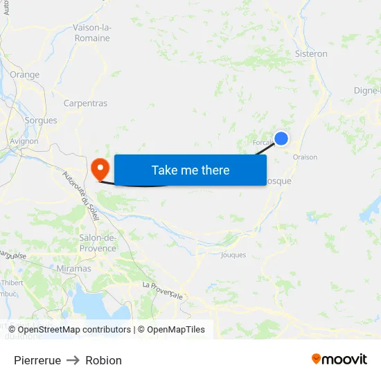 Pierrerue to Robion map