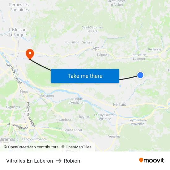 Vitrolles-En-Luberon to Robion map