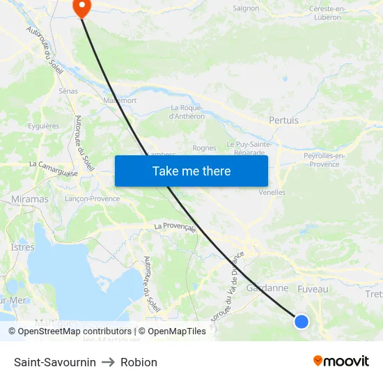 Saint-Savournin to Robion map