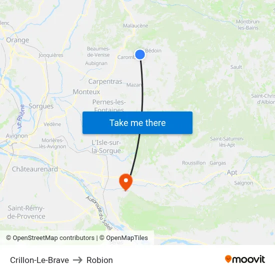 Crillon-Le-Brave to Robion map