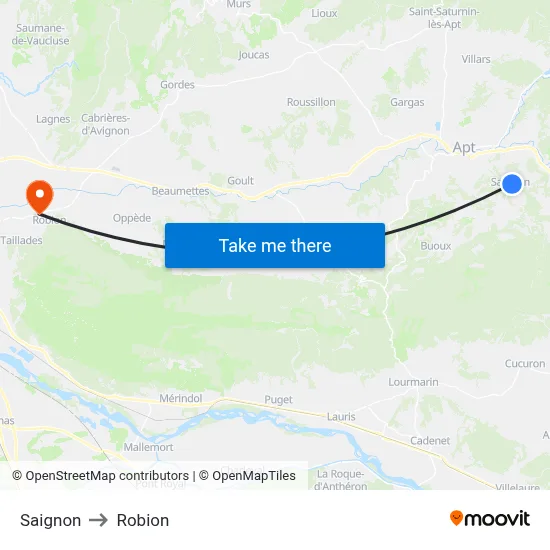 Saignon to Robion map