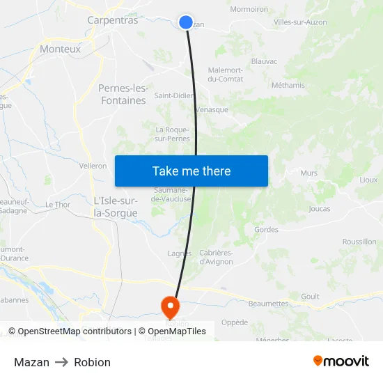 Mazan to Robion map
