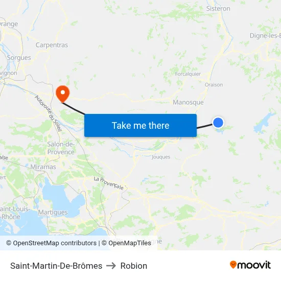 Saint-Martin-De-Brômes to Robion map
