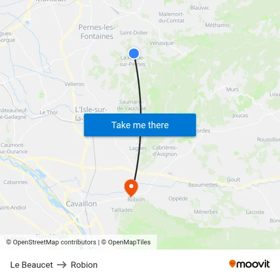 Le Beaucet to Robion map