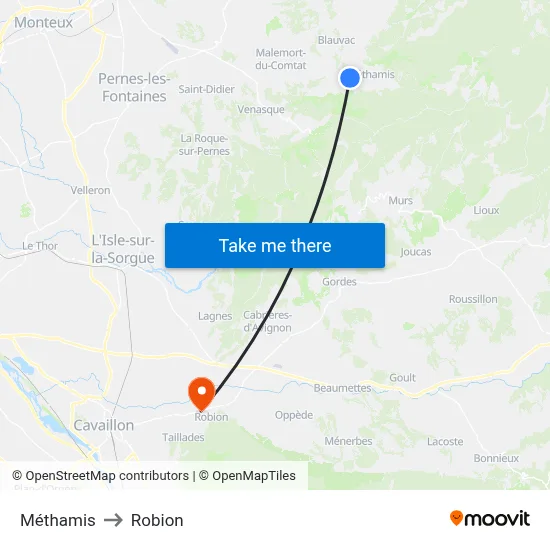 Méthamis to Robion map