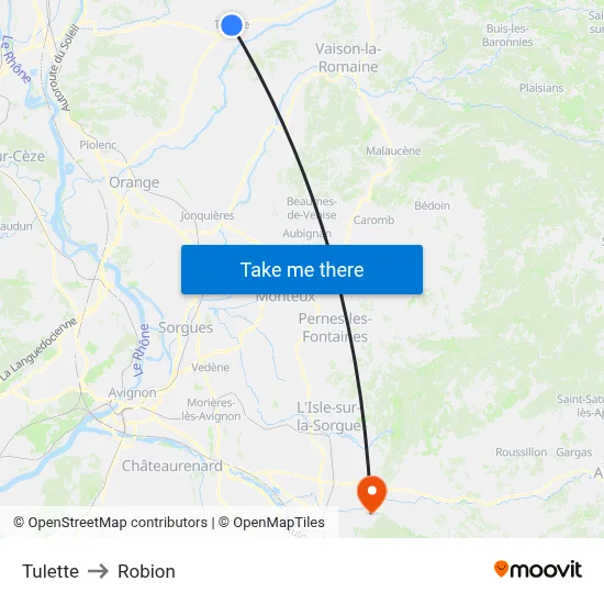 Tulette to Robion map
