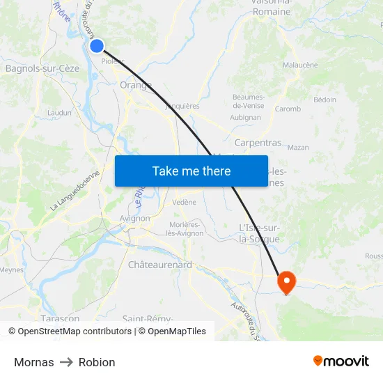 Mornas to Robion map