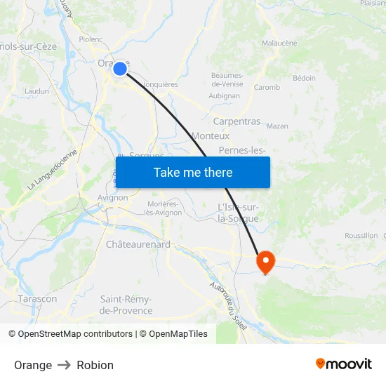 Orange to Robion map