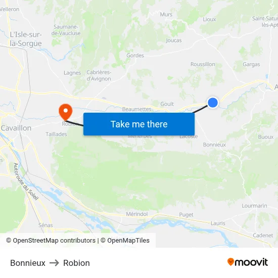Bonnieux to Robion map