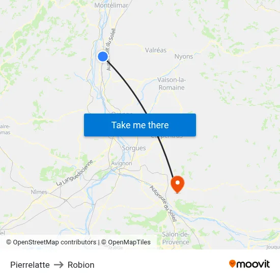 Pierrelatte to Robion map
