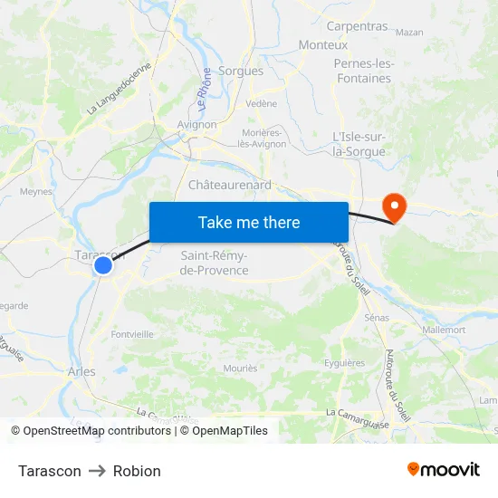Tarascon to Robion map