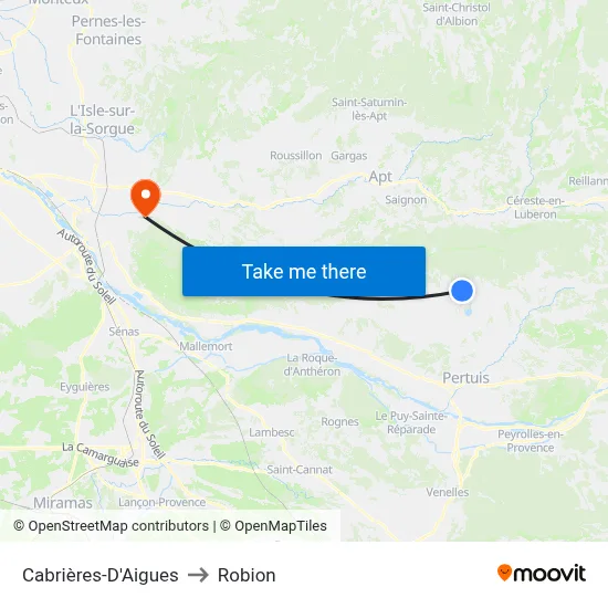 Cabrières-D'Aigues to Robion map