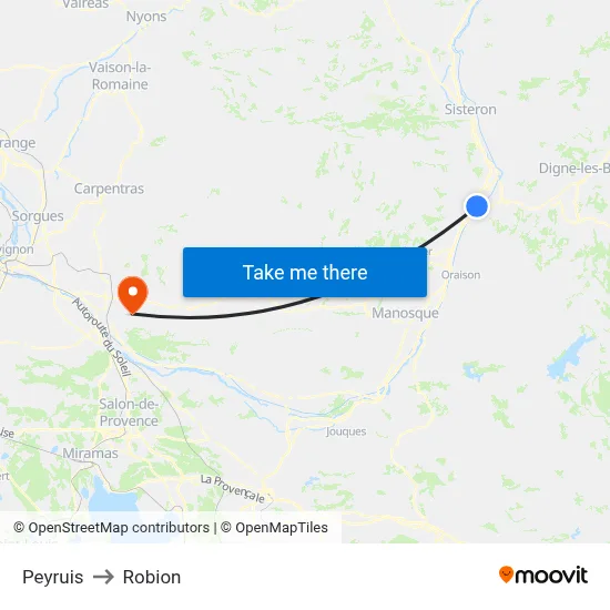 Peyruis to Robion map