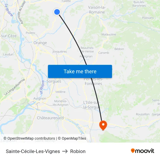 Sainte-Cécile-Les-Vignes to Robion map