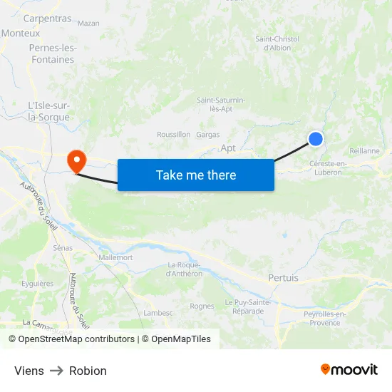 Viens to Robion map