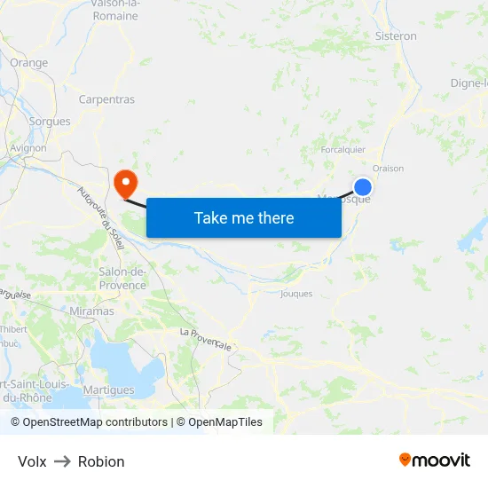 Volx to Robion map