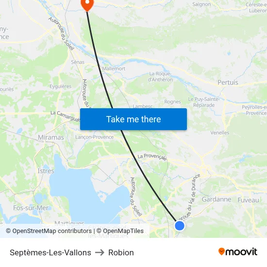 Septèmes-Les-Vallons to Robion map