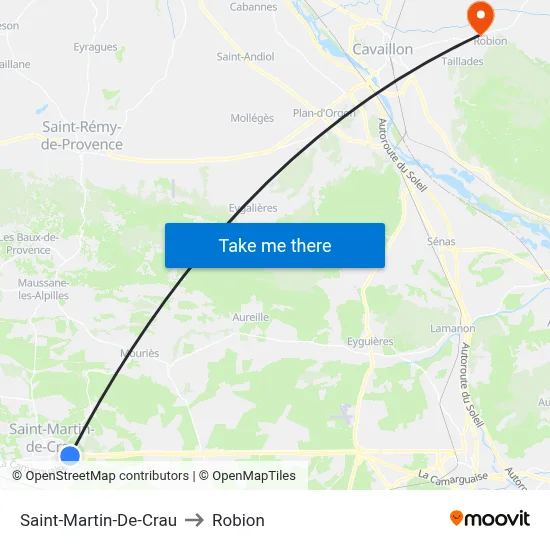 Saint-Martin-De-Crau to Robion map