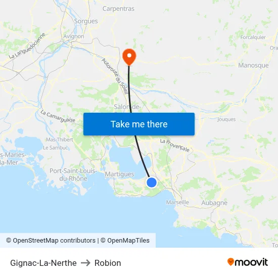 Gignac-La-Nerthe to Robion map