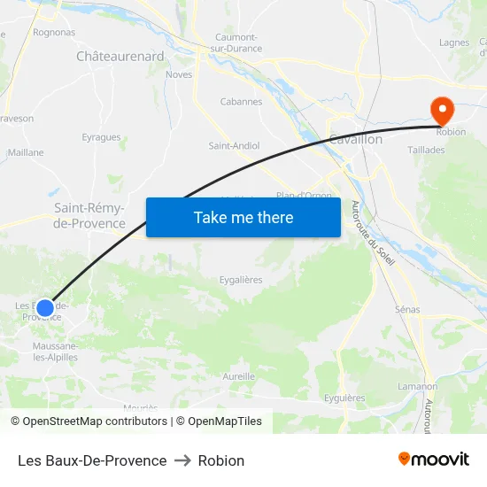 Les Baux-De-Provence to Robion map