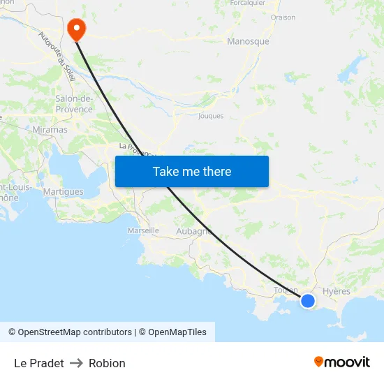 Le Pradet to Robion map