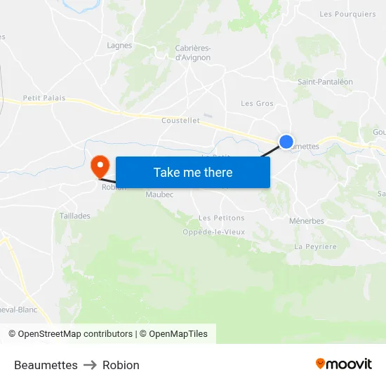 Beaumettes to Robion map