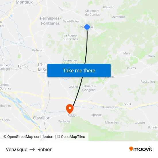 Venasque to Robion map