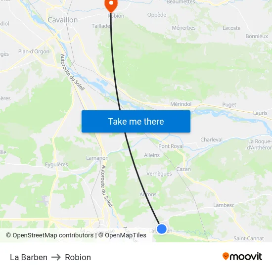 La Barben to Robion map
