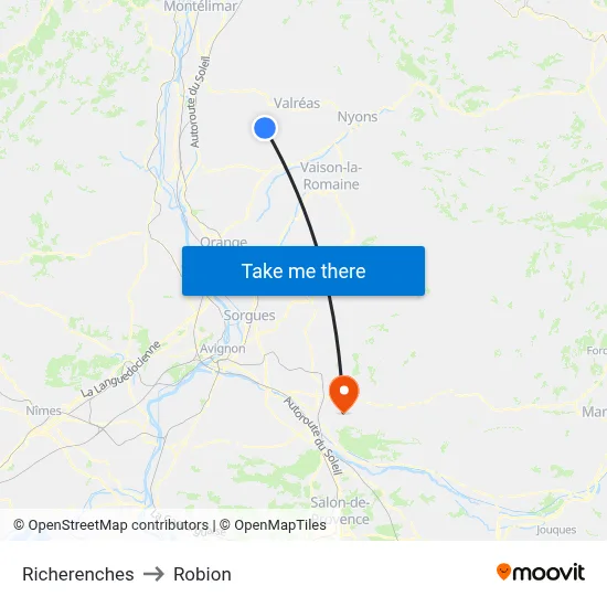 Richerenches to Robion map