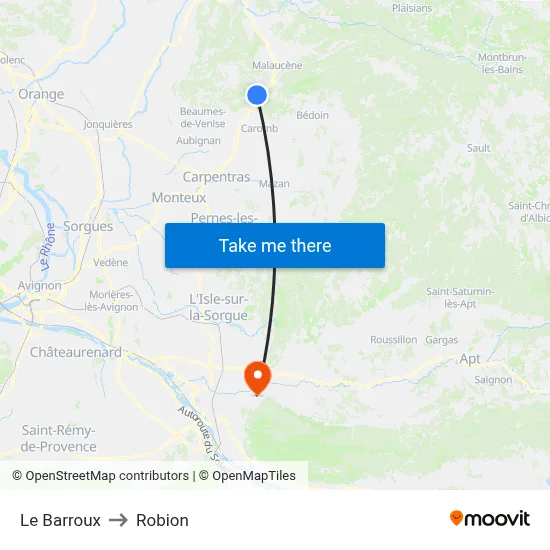 Le Barroux to Robion map