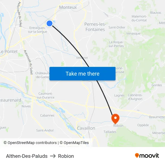 Althen-Des-Paluds to Robion map