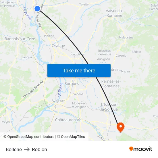 Bollène to Robion map