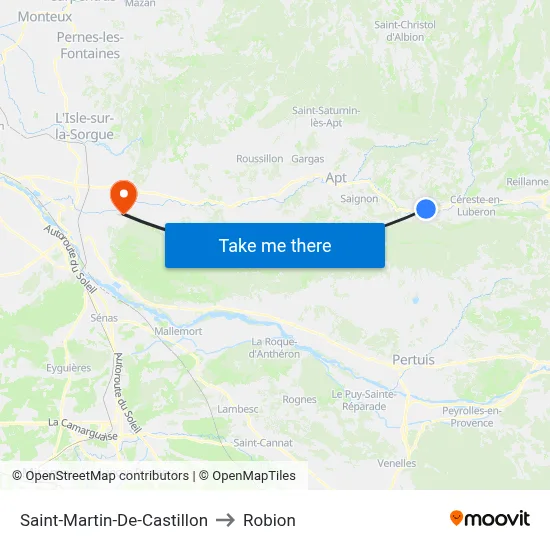 Saint-Martin-De-Castillon to Robion map