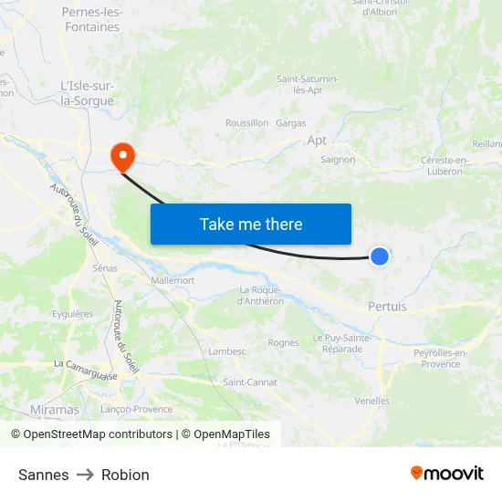 Sannes to Robion map