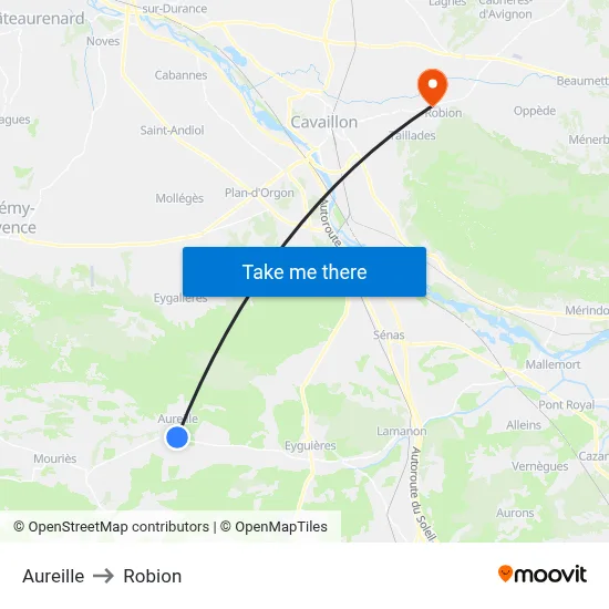 Aureille to Robion map