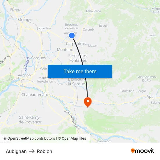 Aubignan to Robion map